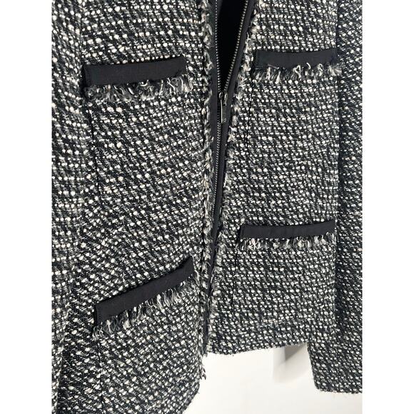 L.K. Bennett Long Sleeve Full Zip Tweed Jacket Black/White Women's Size US 8 - Picture 5 of 10